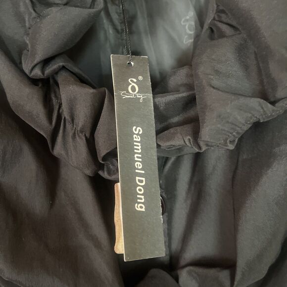 Samuel Dong Black Bubble Hem Sleeveless Mini Dress W/Ruffle, Tie, Pockets NEW S - Picture 14 of 15